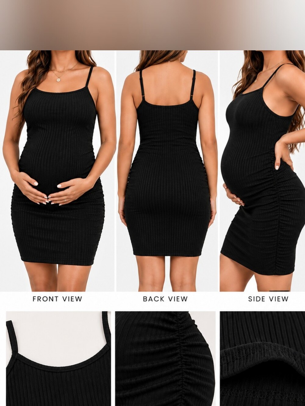 Maternity Ribbed Bodycon Dress - Black